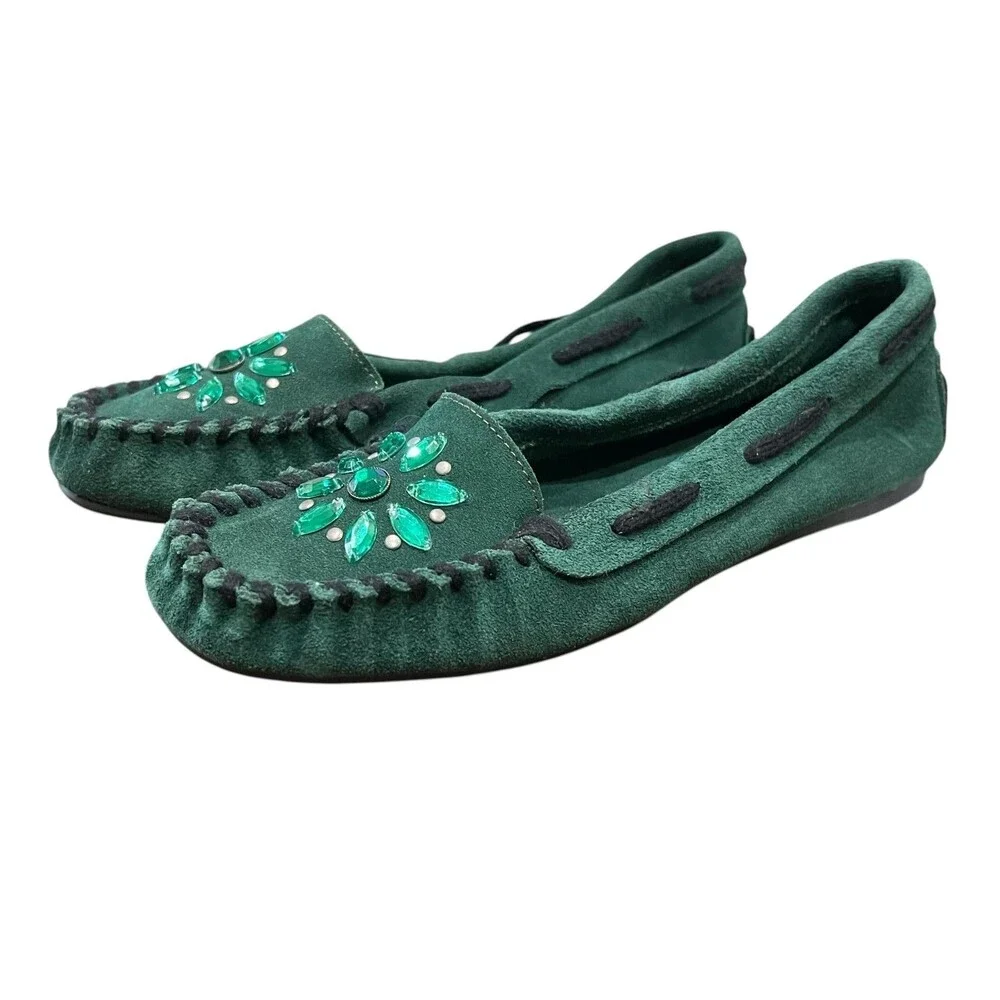 Rampage green suede
